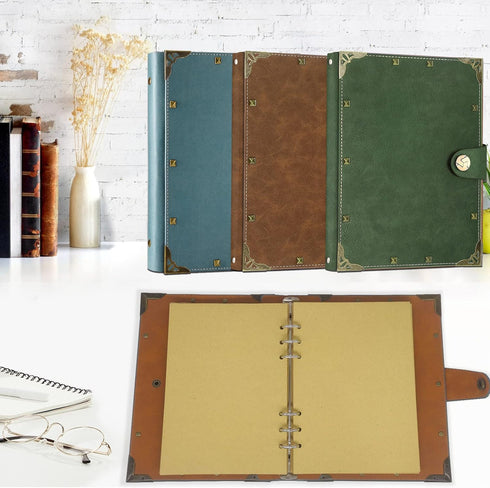 SEEHAN A5 Binder Blank Journal Leather Notebook, 200 Pages, Refillable A5 Journals for Writing and Drawing