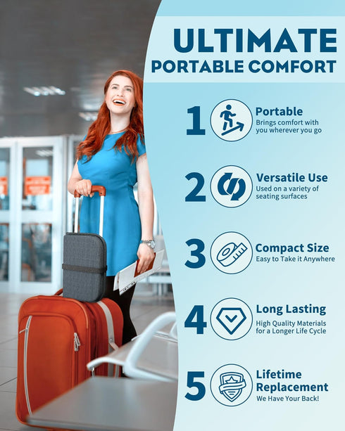 WISIMMALL 14.5" 10.5" Gel Seat Cushion, Portable Travel Cushion for Long Sitting, Thick & Foldable, x Large Size Chair