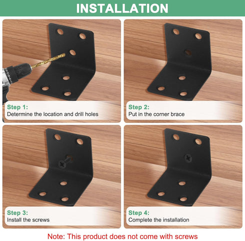 20-Pack 1.57 1.57 M METERXITY L-Shape Corner Brace, x in Stainless Steel Right Angle Brackets for Shelves/Wood