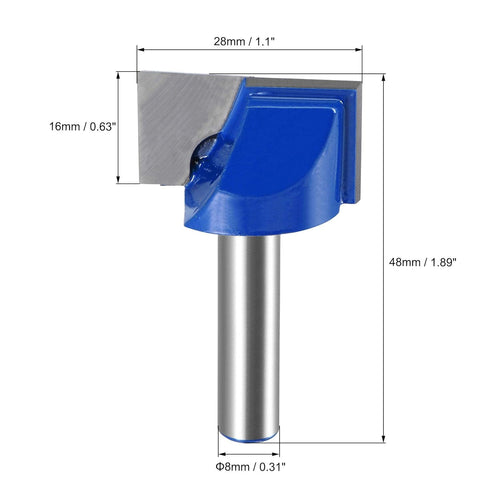 uxcell 28mm Dia 8mm Shank Bottom Cleaning Router Bit, 2 Flutes Carbide Tipped Cutter for Woodworking