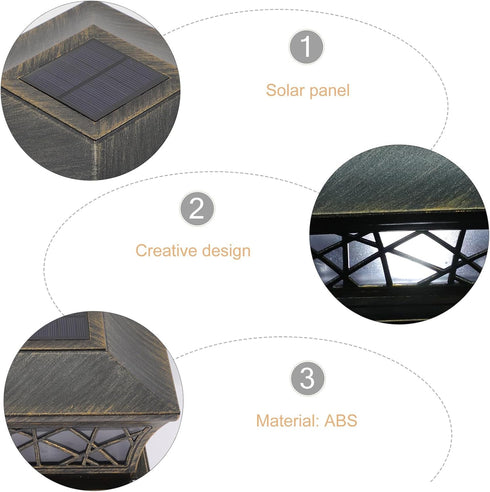 DOITOOL Waterproof Solar Outdoor Post Light Fixture with Frosted Copper Shade, Exterior Garden Floor Lamp Decor