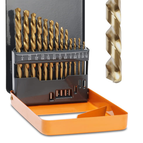 Lichamp Left Hand Drill Bit Set, 13-Piece Genuine M2 HSS Twist Reverse Bits, Sizes from 1/16 to 1/4 inches