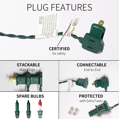 100LIGHTS 5.98m Set Green Extra-Bright with End Connectors Christmas Decorative Lights UL Certified Mini String Light