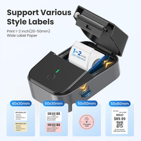 ETIKEZ PM260 2 Inch Label Maker Machine with Tape, Label Tape Maker Bluetooth Label Printer, Inkless Portable Label