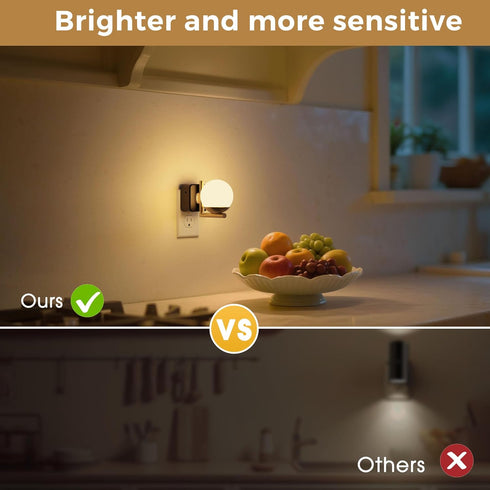 2 Pack, 3000K 0-100LM L LOHAS LED Night Lights Plug Into Wall Dusk to Dawn Sensor, Nightlight, Adjustable Brightness