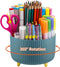 Marbrasse Desk Organizer, 360-Degree Rotating Pen Holder for Desk, 5 Compartments Pencil Organizer, Art Supply Storage