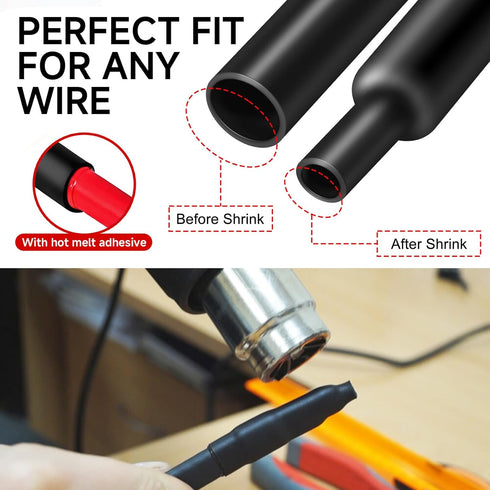 OLIREXD 3:1 Waterproof Heat Shrink Tubing - Adhesive-Lined Wire Wrap Tube Insulation for DIY (Dia 1.6"(40mm))