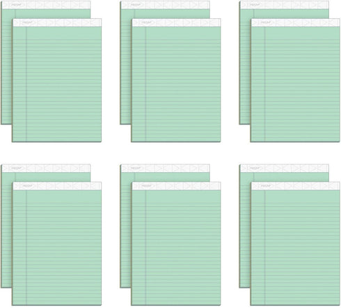 TOPS Prism Writing Pads, 8-1/2" x 11-3/4", Legal Rule, Green, Perforated, 50 Sheets, 12 Pack (63190)