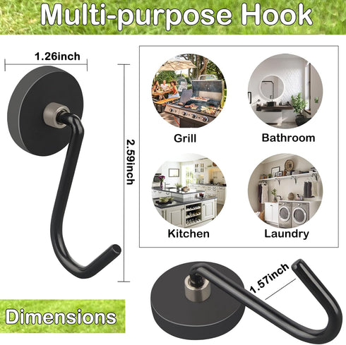 4 Pack Heavy Duty Magnetic Grill Hooks, Powerful Hooks for Grill Utensils, Kitchen Office Refrigerator