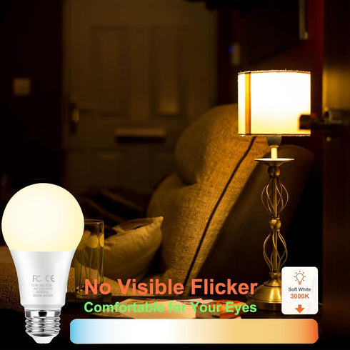 E26 12W Bulb 2.4GHz Bulb,Stepless Dimmable 3000-6500K,100W Equivalent,A19 1000Lumens,CRI>80,Home Decor,1 Bulb GRV Smart