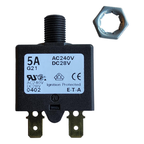 E-T-A Circuit Protection 1658-G21-01-P10-5A Circuit Breaker Therm Push Cur-Rtg 5A Flange 1 Pole