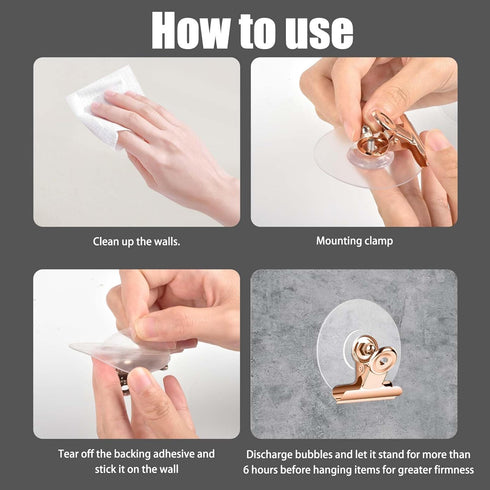 Self Adhesive Metal Clips, 12 Pcs Upgrade Strong Clips for Hanging, Organization, Spring Clip for Home, Office