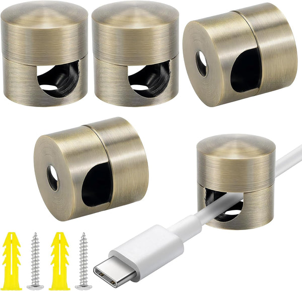 UPIQNG 4pcs Adjustable Cable Anchors for Desk, Metal Phone Cord Holders Adhesive Charger