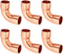 PATIKIL 1/4" ID 0.8mm Thick Elbow Copper Fitting, 6pcs 99.9% Pure Copper 90 Degree Short Radius Tube Connector