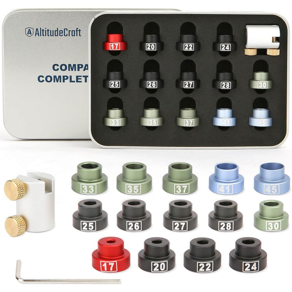 Bullet Comparator Kit with 14 Inserts, Universal Fit for .17 to .45 Calibers, Precision Reloading Supplies