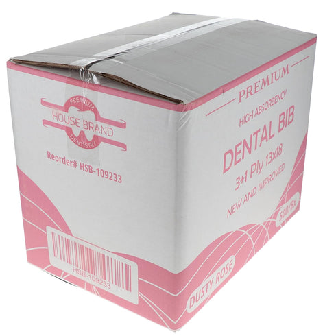 House Brand Dentistry 109233, 3+1 13" 18", 500/Bx HSB Disposable Dental Bibs, Ply for Maximum Protection, Leak-Proof