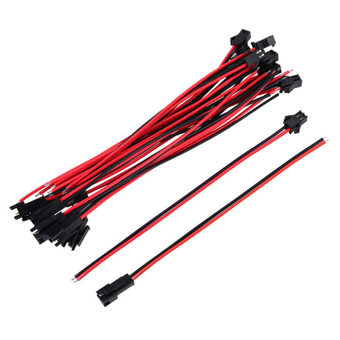 22 AWG JST SM 2 Pin Plug; Male and Female Connector Adapter; 135 mm Electrical Cable Wire; 20 Pairs