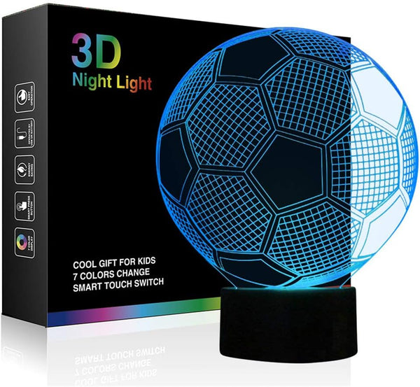 Ticent Soccer Night Light for Boys, Football 3D Illusion Lamps for Kids