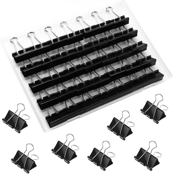 SANNIX 36 PCS Medium Binder Clips, 1-1/4 inch Black Paper Clamps for Office Home School
