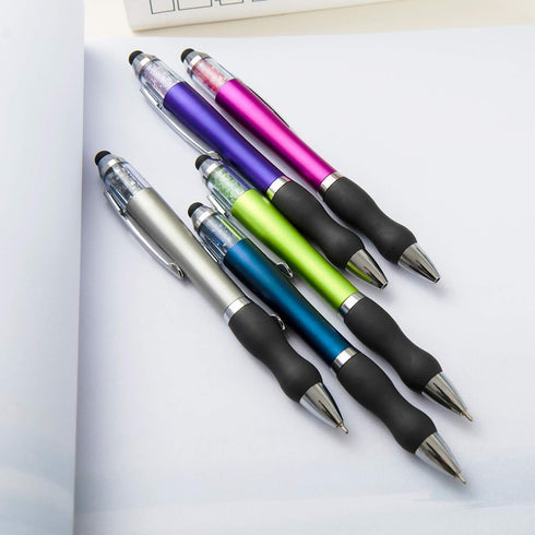 MiSiBao 14 Pack Ballpoint Writing Pens (10 Count + 4 Refills) Black Ink Stylus Tips 1mm Medium Point for iPads