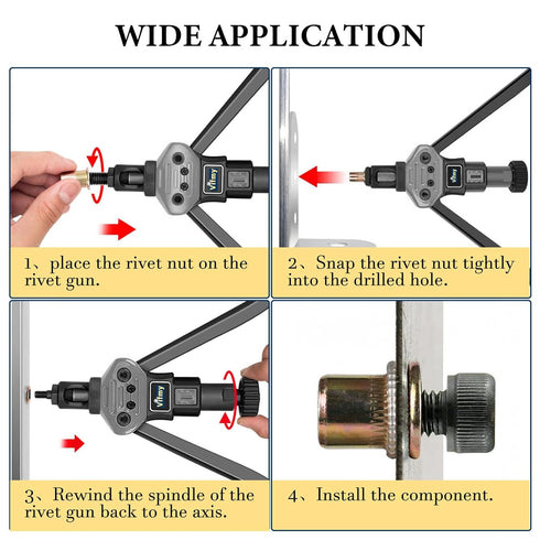 Vifmy Kit(240Pcs), #6-32#8-32#10-24 1/4"-20 5/16"-18 3/8"-16 Set, SAE Rivet Nut Assortment UNC Rivnut Threaded Insert