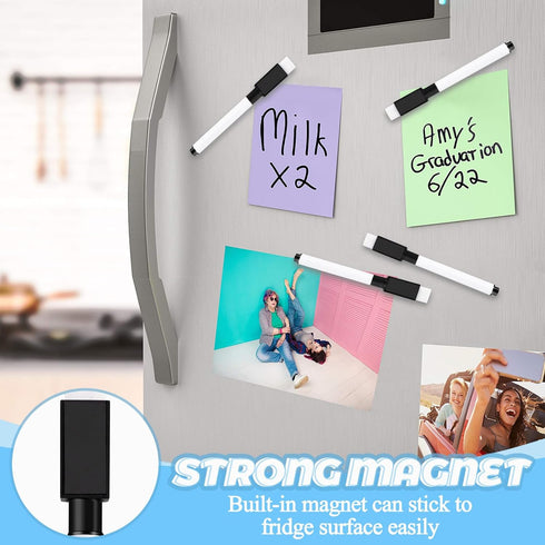 Rewritable Magnetic Dry Wipe White Board Markers Pens with Eraser Cap (100 Pcs, Black)