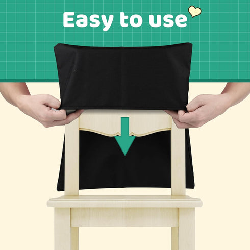 Chair Pockets Black - 12 Pcs, 14 x 13 Inch Chairback Buddy Pocket Classroom Organizer with Name Slot