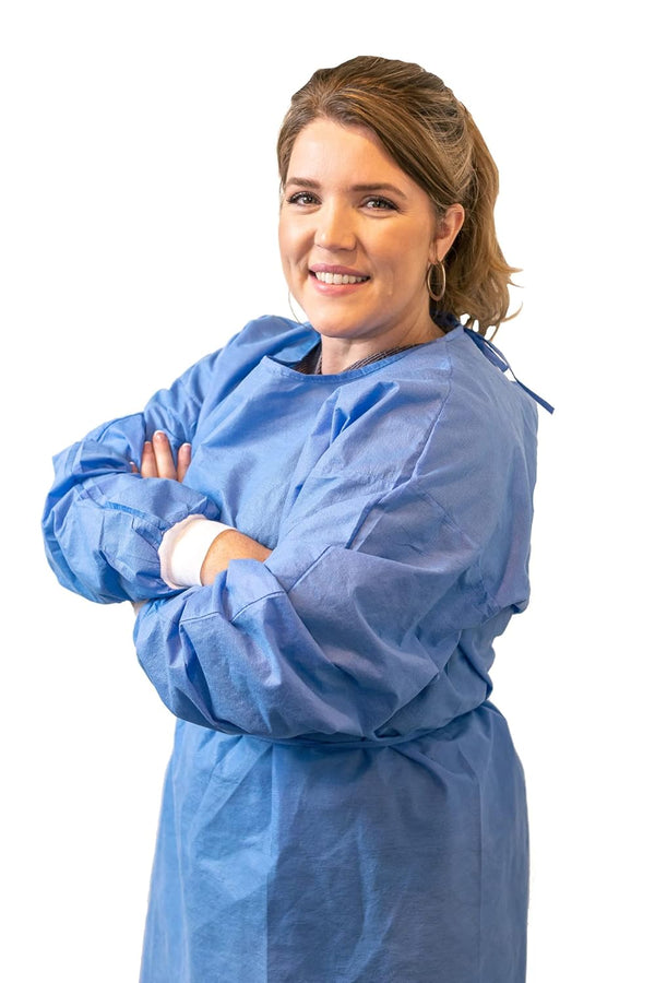 Disposable PPE Isolation Medical Gowns Level 2, Full Back Coverage, Double Tie