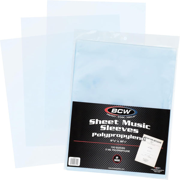 BCW Archival Quality Sheet Music Sleeves, 100 Pack, 9 3/8x12 1/4 in