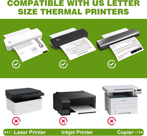 TUXIYA 300 8.5 11 Inch,BPA Sheets Thermal Printer Paper x free Advanced Thermal Printing, US Letter Size Thermal Paper