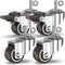 GBL 1" Small Caster Wheels with 2 Brakes - Set of 4 Low Profile Castor Wheels - 90Lbs Capacity, 5/16" Stem Dia.