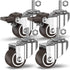 GBL 1" Small Caster Wheels with 2 Brakes - Set of 4 Low Profile Castor Wheels - 90Lbs Capacity, 5/16" Stem Dia.