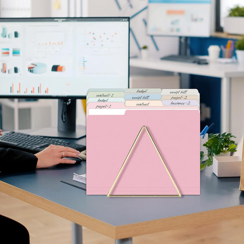 SUNEE File Folders, Letter Size, 10 Pastel Colors, 100 Pack Manila Folders, 1/3-Cut Tabs for Documents