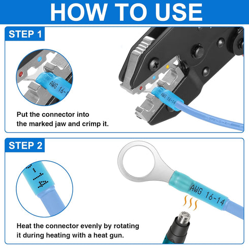 560PCS Marine Grade Heat Shrink Wire Connectors - Plustool Electrical Connectors Kit of Tinned Red Copper, AWG22-10