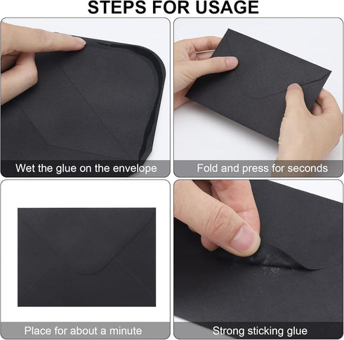 Keketer 5x7 A7 Envelopes with Contour Flap, Gummed Closure, Black, Pack of 100