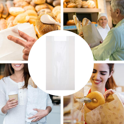 30 Pack 23x12x5 Cm KICHOUSE Kraft Paper Bread Bags with Window, Oil-proof Loaf Pouches for Toast and Baguette Baking