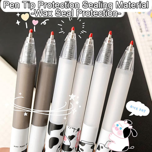 Cute Kawaii 0.5mm Black Ink Gel Pens, Fine Point Smooth Writing Ballpoint for Office School Supplies, Pack of 6