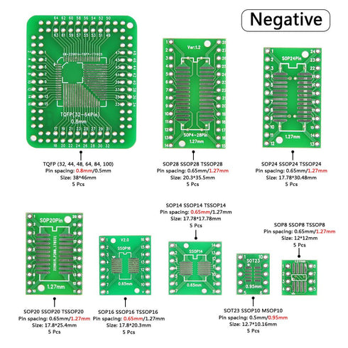 40pcs PCB Proto Boards SMD to DIP Adapter Plate Converter for TQFP (32 44 48 64 84 100) SOP SSOP TSSOP