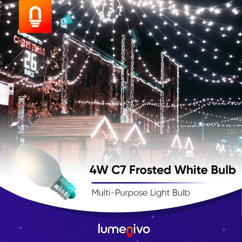 4W C7 Bulb 120V Bulb Bulbs E12 2 Pack lumenivo Replacement Frosted White Incandescent Light for Holiday Decor, Small