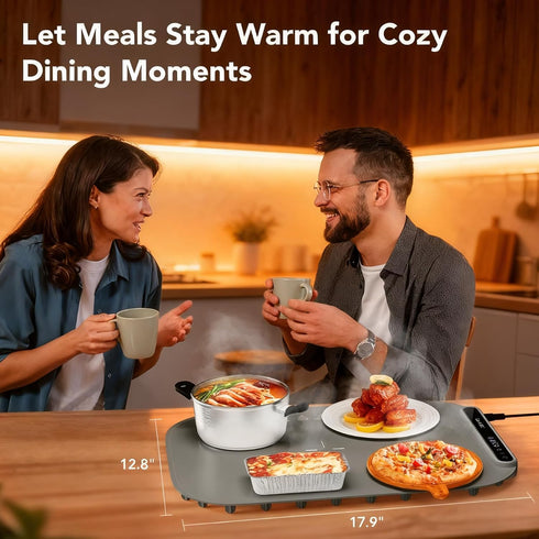 7 Settings, 17.91"x12.8", Food Warming Mat, Food Warmers for Parties Buffet, Silicone Heating Mat with Temperature