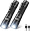 SuperFire 2-Pack 1000 Lumens Rechargeable Flashlights, USB-C Tactical LED Flashlight with Zoom,