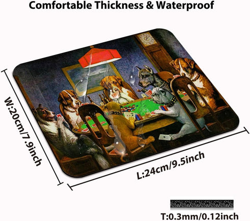Dogs Playing Poker Oil Painting Art Mouse Pad, Cute Pets Joking Games Print Artwork for Computers Laptop