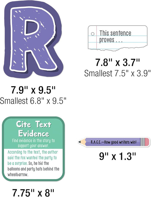 Carson Dellosa 37-Piece R.A.C.E. Writing Strategy Bulletin Board Set, Informational Charts, Sentence Starters, Pencils