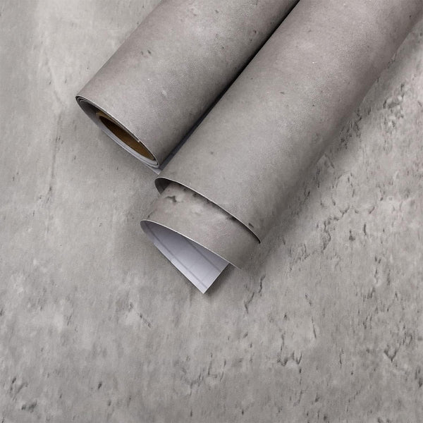 12x118 inch Light Grey Concrete Wallpaper, Peel and Stick Cement Contact Paper for Modern Industrial Style Decorative