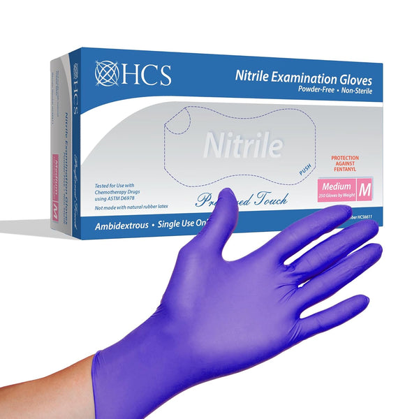 HCS 250 Count Nitrile Gloves (More Per Box) - Chemo Protection, Medical