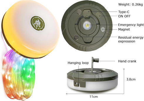 Wellgium 2-Pack 4 1 32.8FT 8 Camping String Lights | Rechargeable in Quick Storage Tent Lights with Modes | Hanging