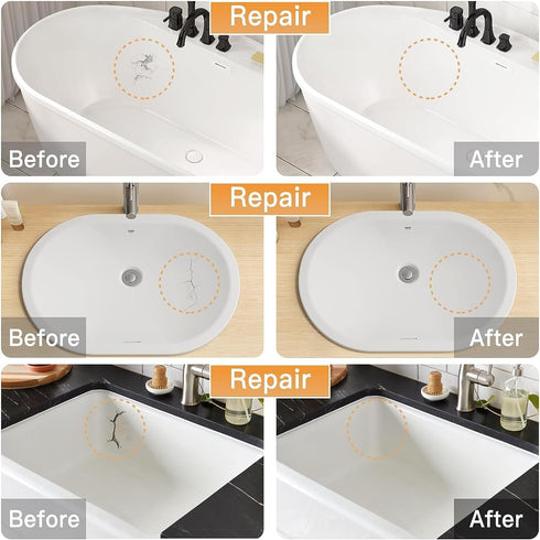 VERNY Tub Repair Kit, 3.7oz Acrylic Wall Repair for Cracked Bathtub, Toilet, Sink, Grey