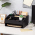 Wood Desk Drawer Organizers with File Organizer and Pen Holder, Black Office Decor Combo for Desk Organization
