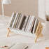 Wood Desktop Bookshelf Organizer - Tilting Bookcase for Books/CDs/Magazine Display, Office Tabletop Storage Rack (White)