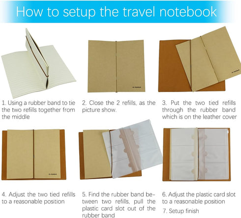 Travelers Notebook Inserts Lined Paper, Refill for Travel Journal, 7.5 X 4 Inch - Set of 3, 240 Pages